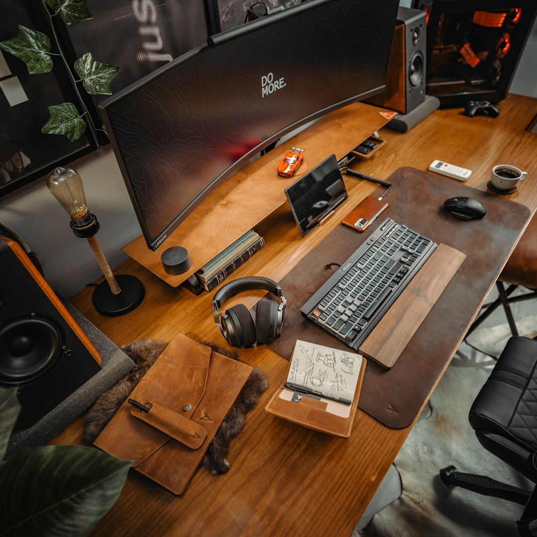mystery writer desk setup